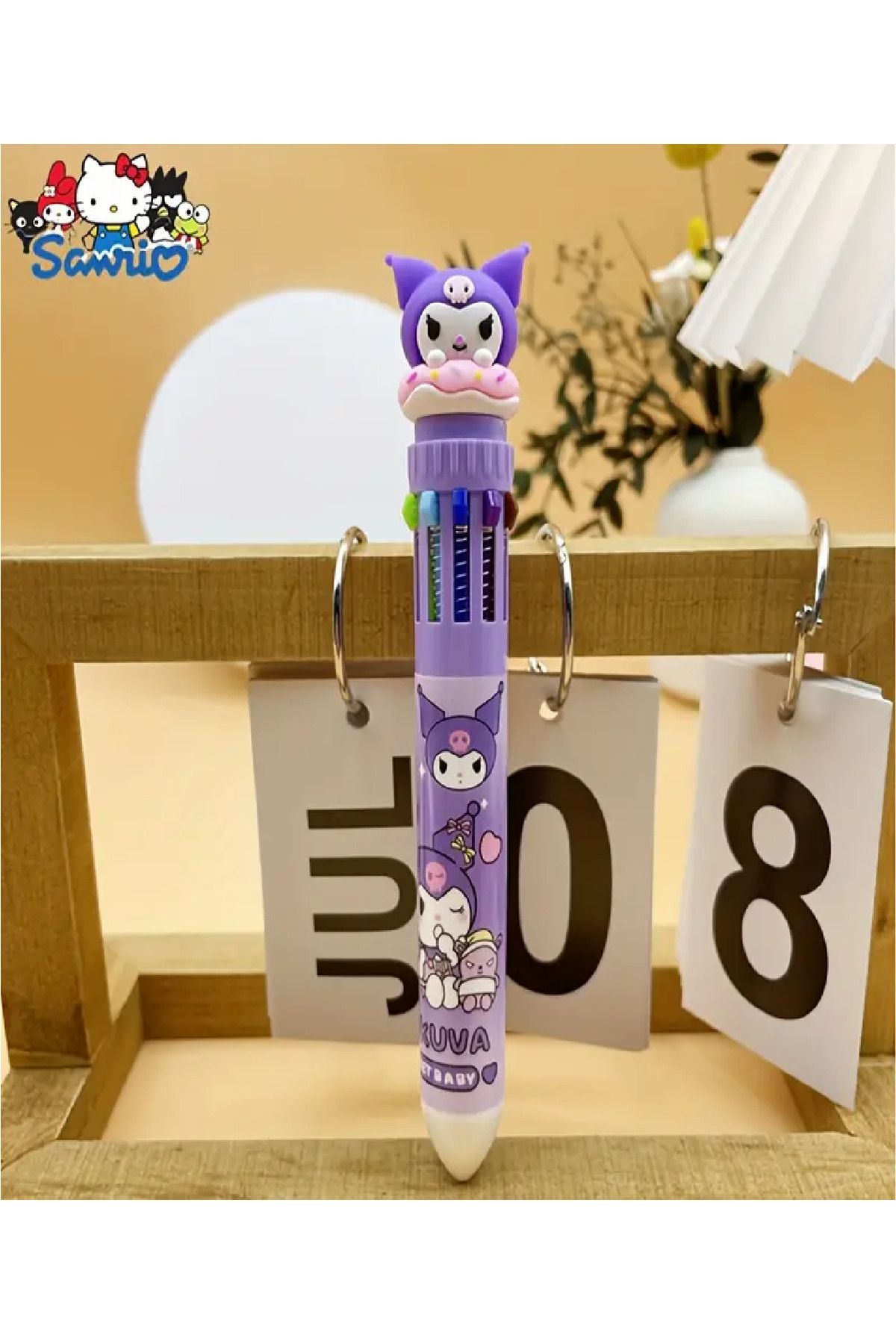 BABUN Sanrio Kuromi İtmeli 10 Renkli 10u Bir Arada Tükenmez Kalem Çok Renkli Tükenmez Kalem