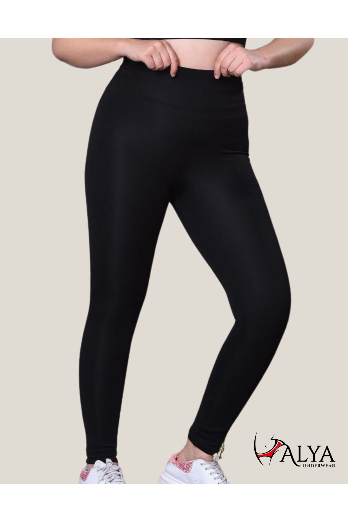 ALYA UNDERWEAR Toparlayıcı Yüksek Bel Kadın Günlük Ve Spor Parlak Tayt