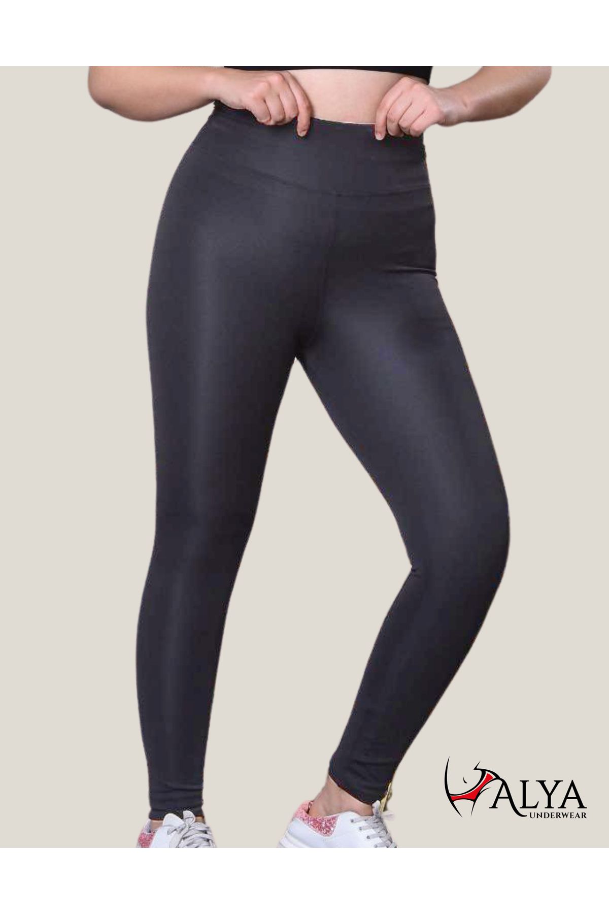 ALYA UNDERWEAR Toparlayıcı Yüksek Bel Kadın Günlük Ve Spor Parlak Tayt