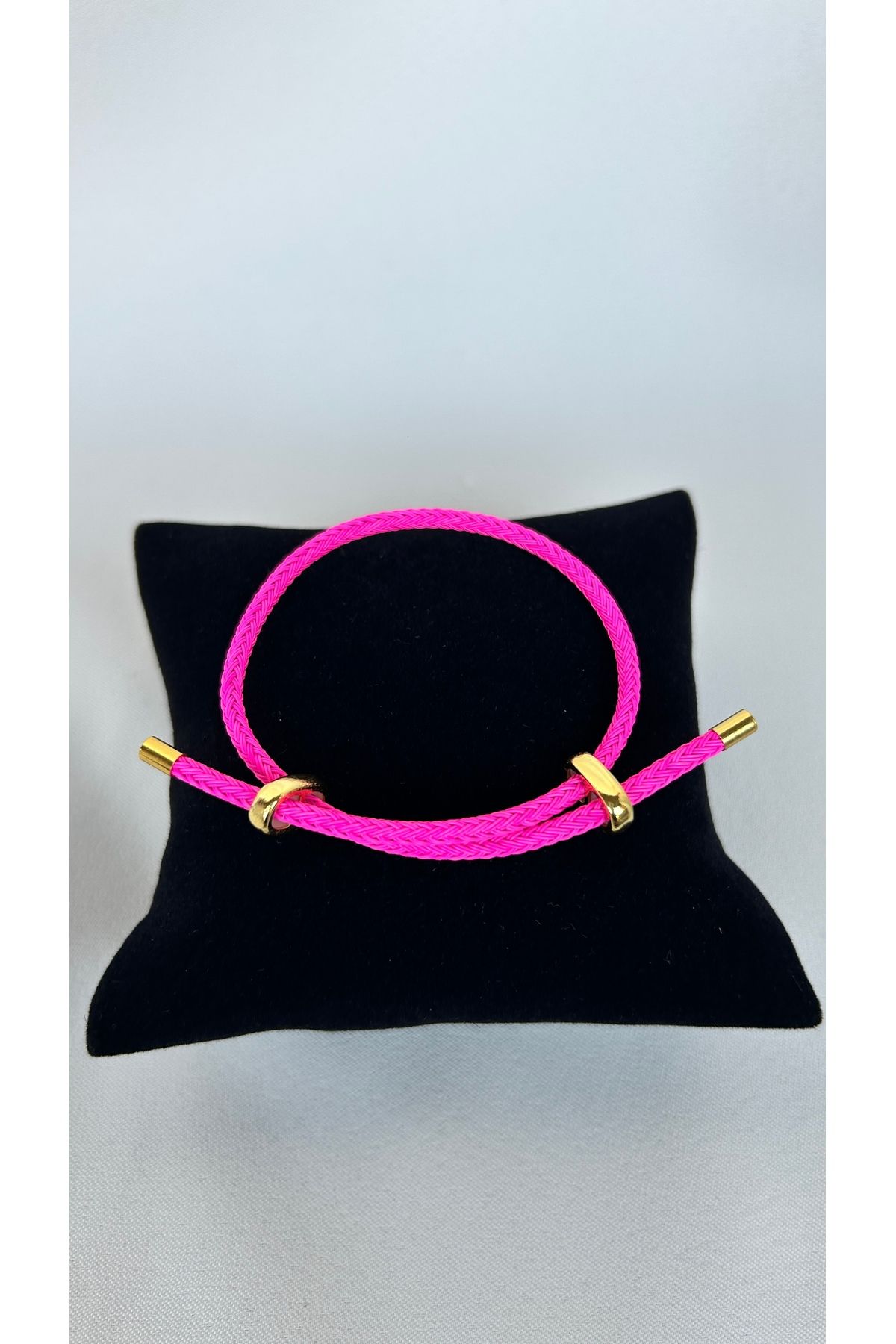 Alvora Accessories Koyu Pembe Paslanmaz Çelik Ayarlanabilir İp Bileklik