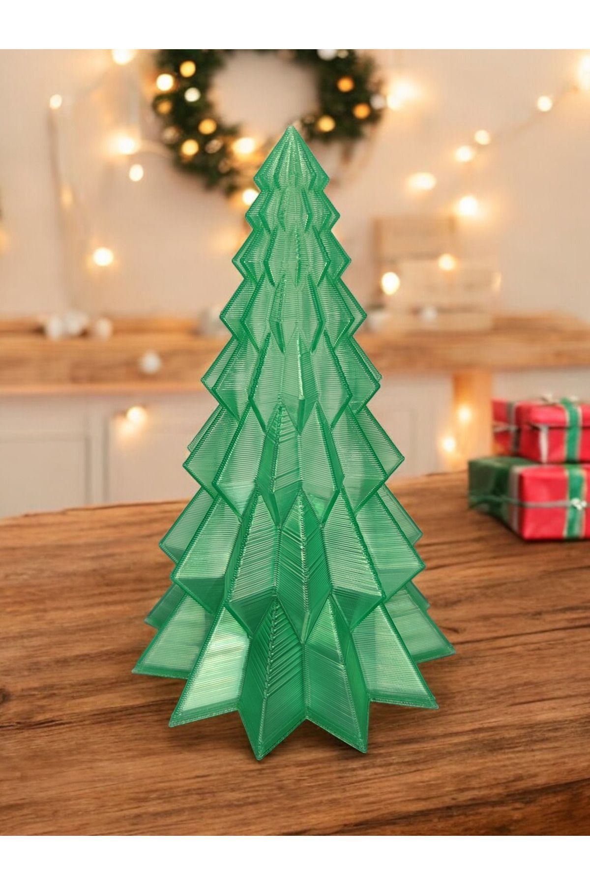 SerenityHaven Yılbaşı Süsü Noel Çam Ağacı Dekoratif Obje Transparan Yeşil 16 Cm