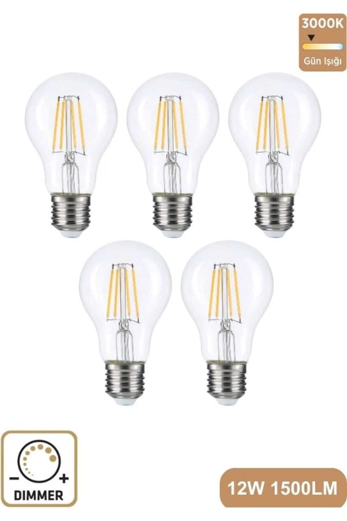Heka A60 Şeffaf 12W 3000K E27 Günışığı LED Dimmerli Ampul Erd-304