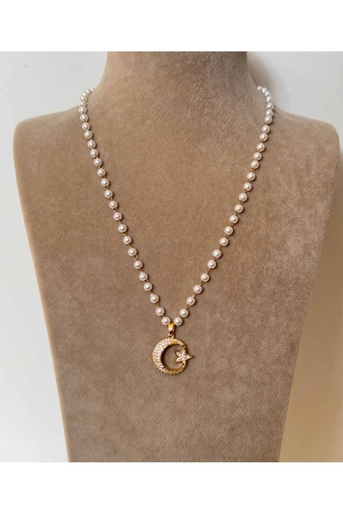 Lunia accessories Çelik Lunia İnci Ay Yıldız Kolye