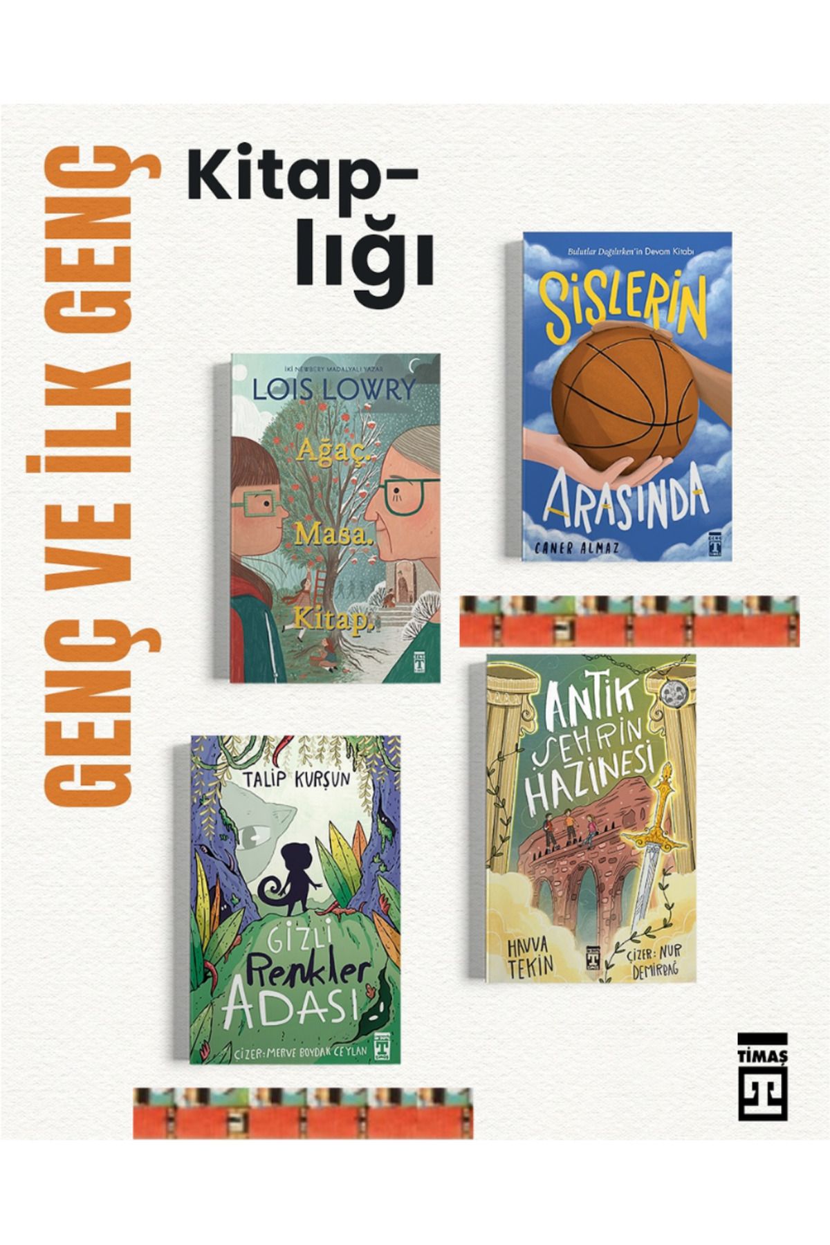 Genç Timaş Gizli Renkler Adası,Antik Şehrin Hazinesi, Sislerin Arasında,Ağaç Masa Kitap(4kitap) 4.5.6 sınıflar