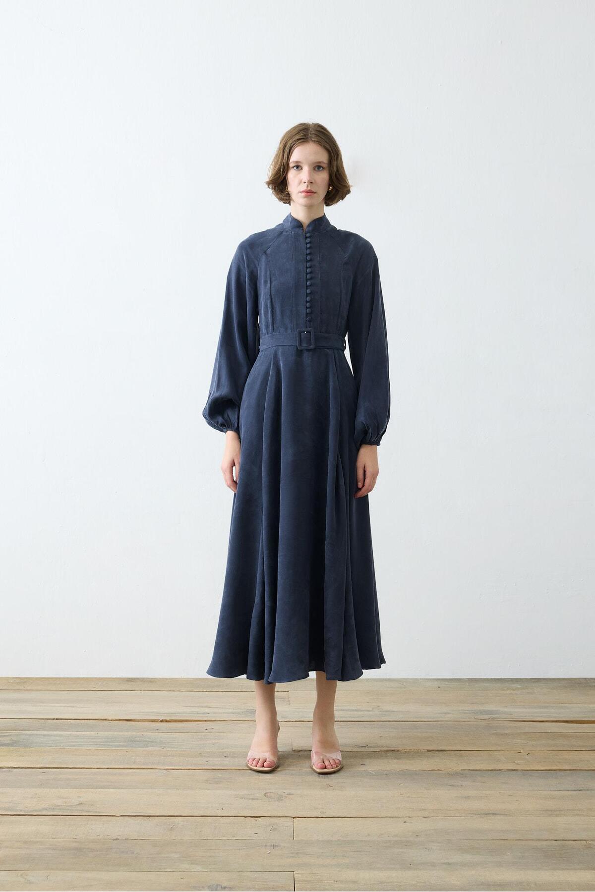 GLORIA HALF BRIDLE DRESS - NAVY