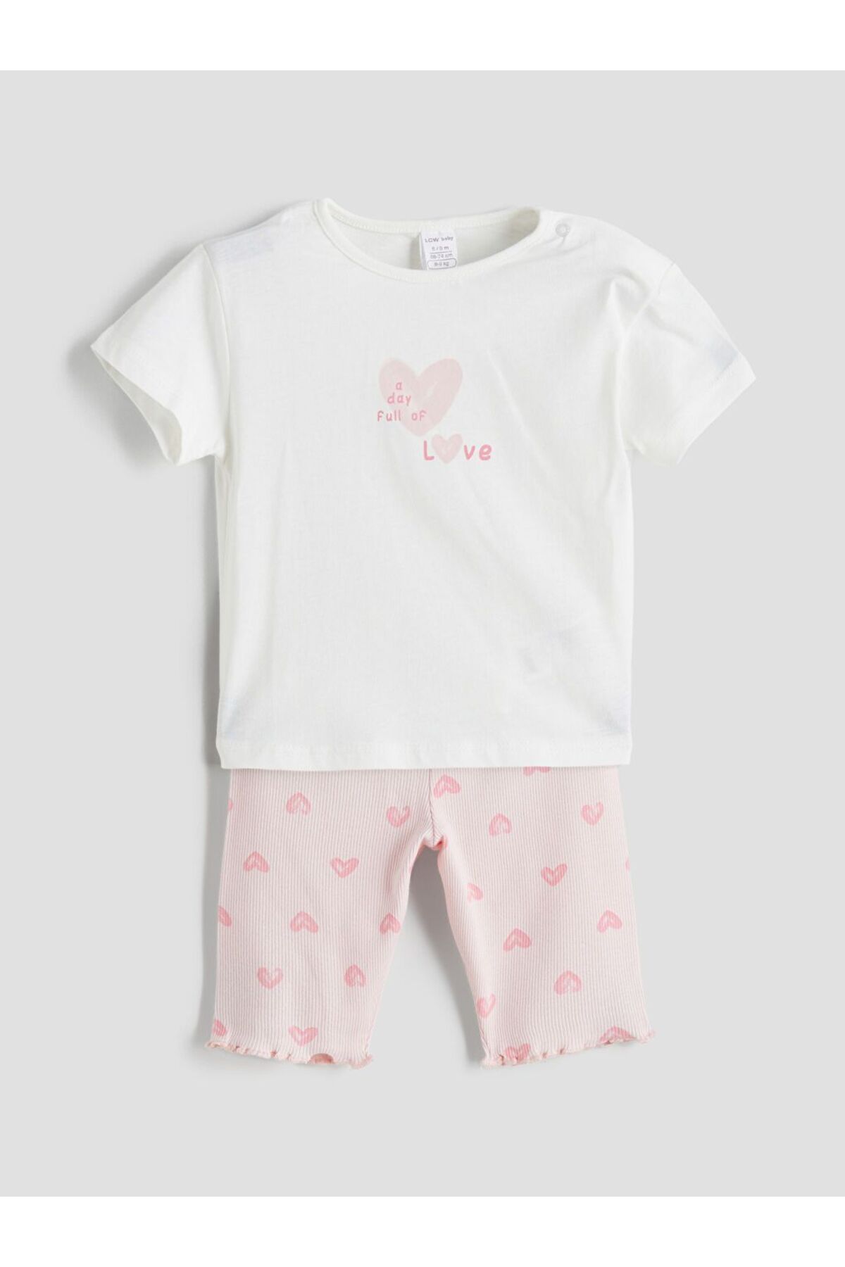 LC Waikiki LCW baby Kalp Baskılı Kız Bebek Tişört ve Şort 2'li