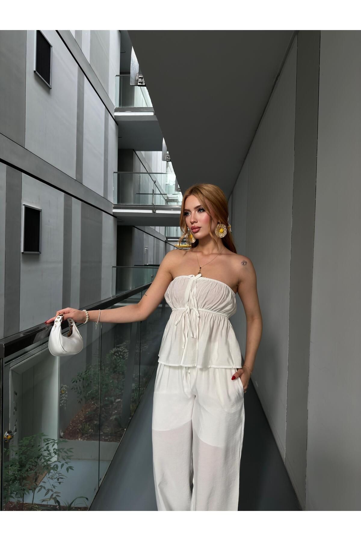 Angel Mia Hazel Straplez Takım Beyaz
