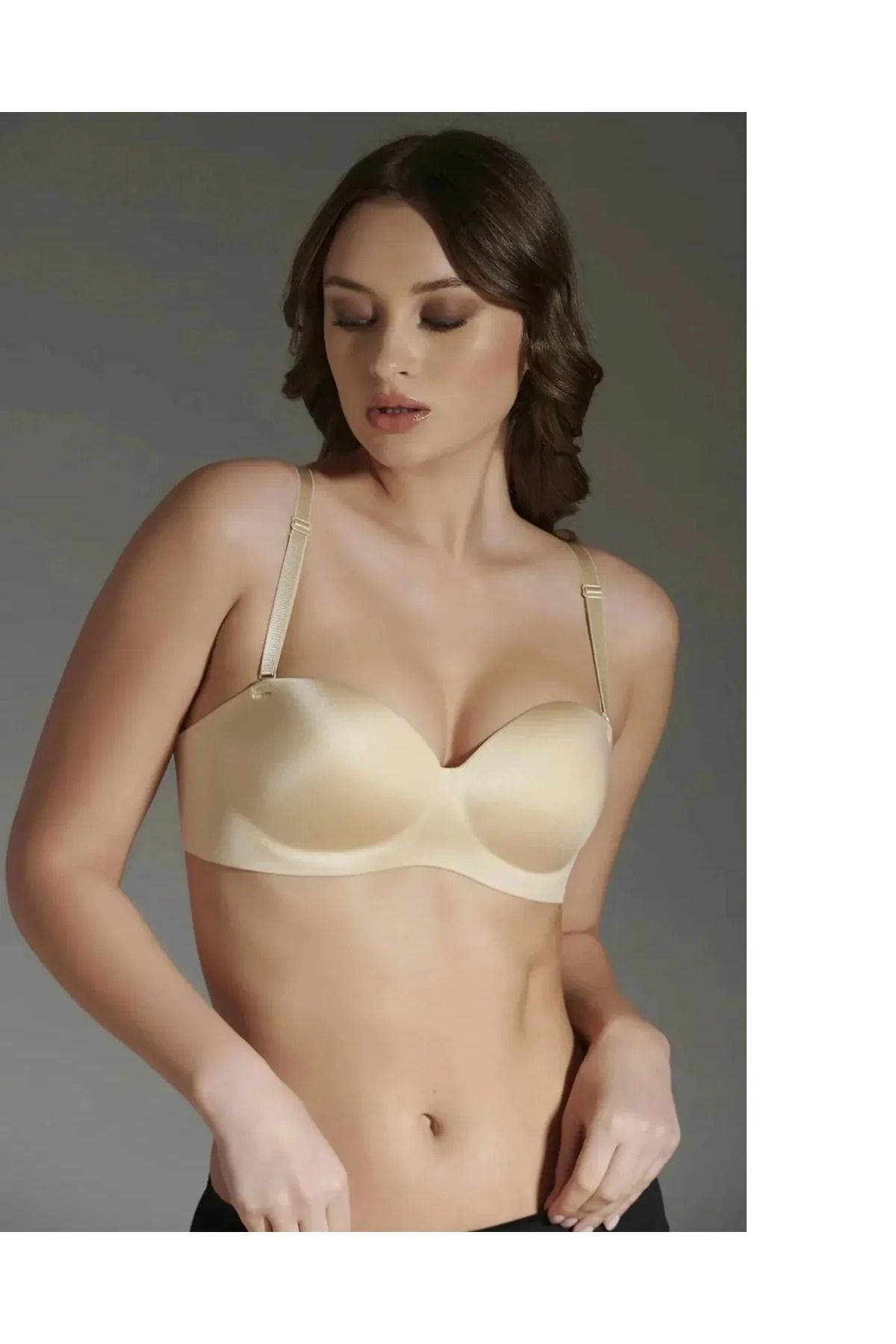 Butik NEW BRA 33 6055 Desteksiz Balensiz Lazer Kesim Straplez Sütyen Ten