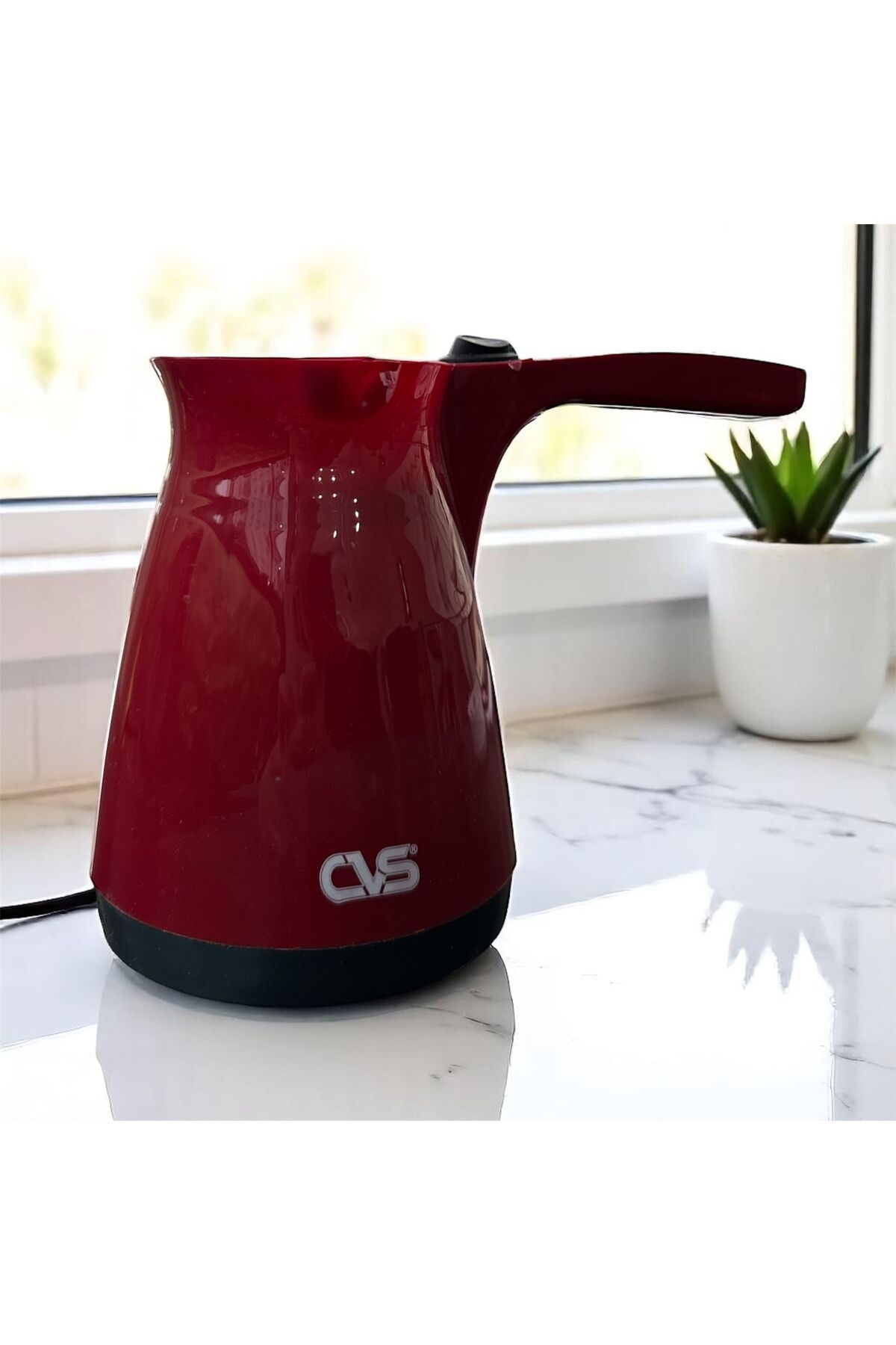CVS Maisone Kırmızı Elektrikli Cezve 4 Fincan Kapasiteli Hızlı ve Taşma Önleyicili Türk Kahvesi Makinesi