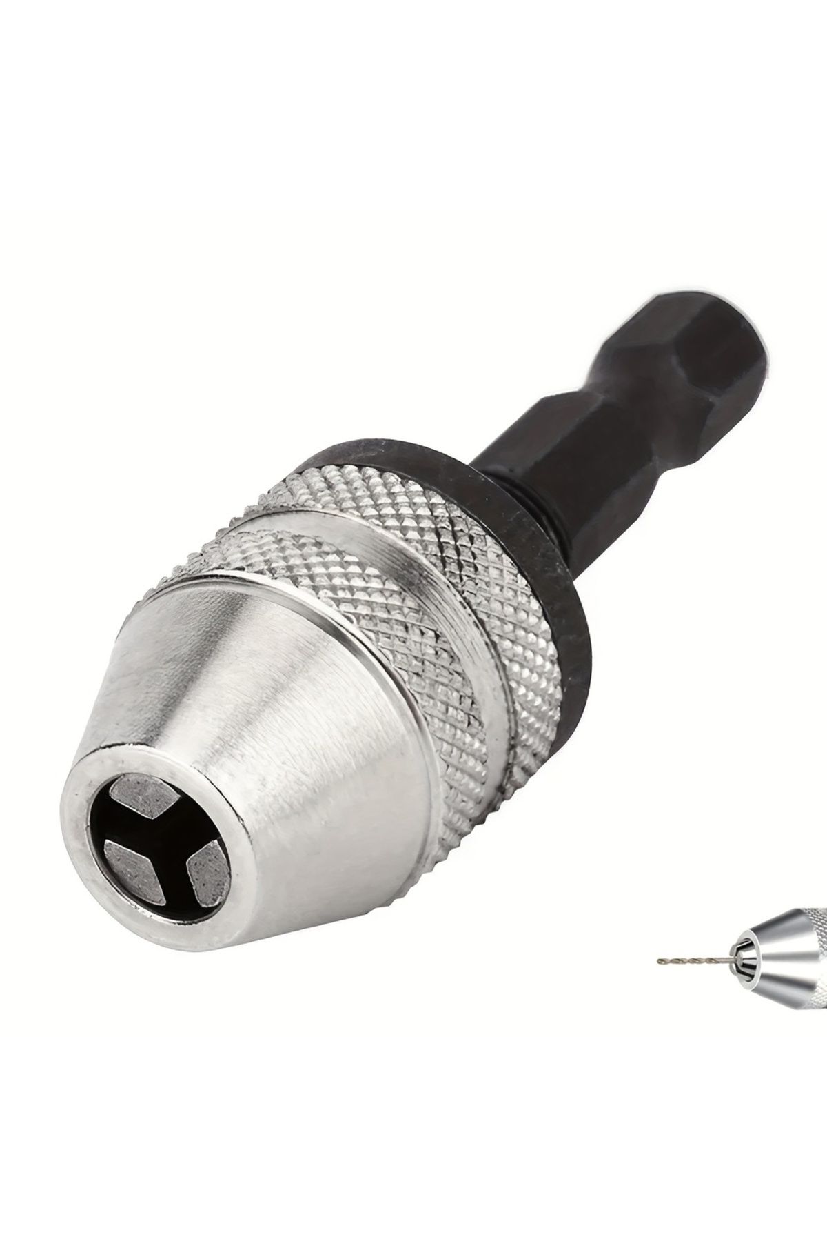 Choice-Light Grey 1pc Mini Keyless Drill Chuck, Self-Tightening, Electric Drill Bits, Collet Fixture Tools, 1
