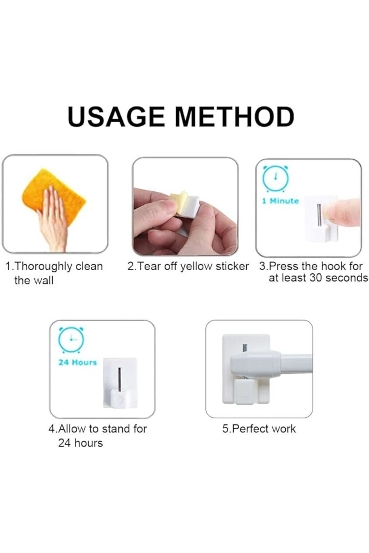 HookStore-Set de 15 cârlige de perete, PVC, alb 4