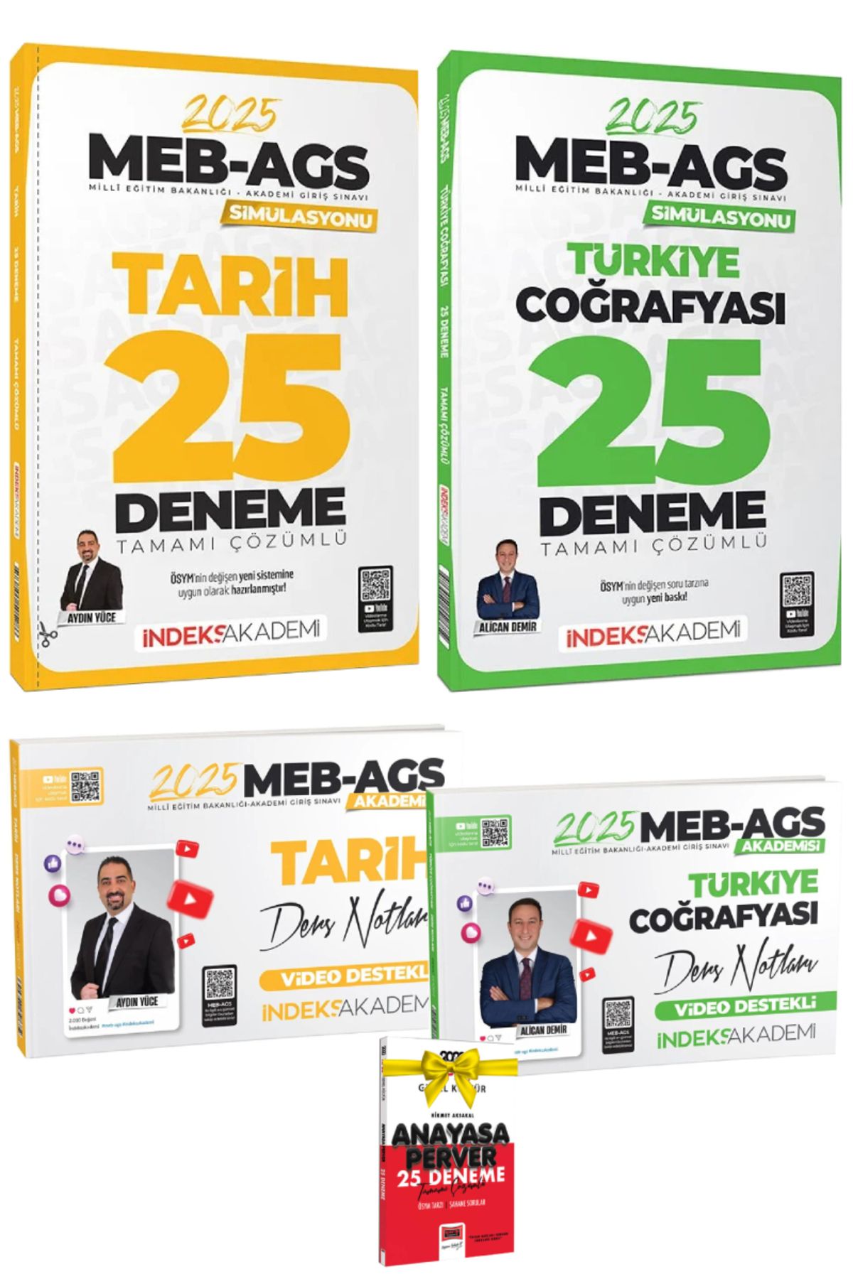 İndeks Akademi 2025 İndeks Akademi MEB AGS Tarih Deneme+Türkiye Coğrafyası Deneme+Ders Notları Seti+Hediye