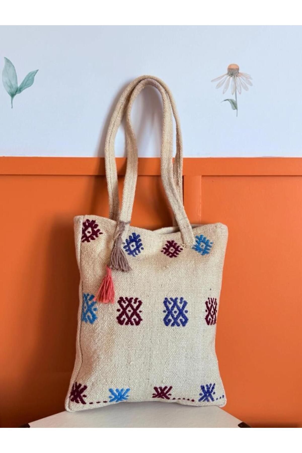 DesignEv Etnik Kilim Omuz Çantası, El Yapımı Türk Kilimden Çanta, Vintage Moda Hediyesi, Benzersiz Kilimden Ç