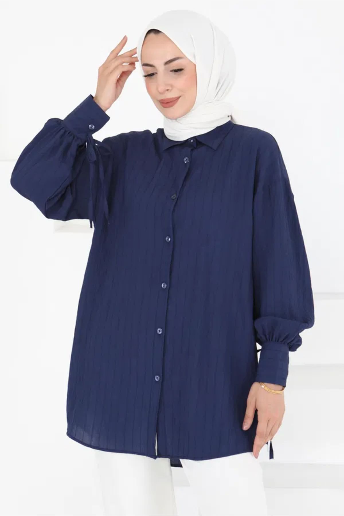 Butik Kolları Bağcık Detaylı Tunik