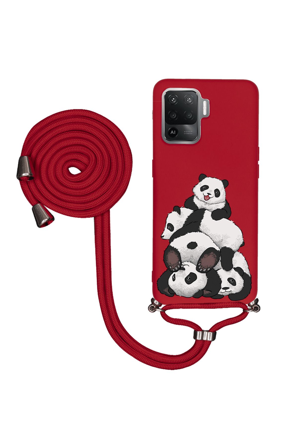 Royaleks Oppo Reno 5 Lite İpli Lansman Kılıf Cute Pandas