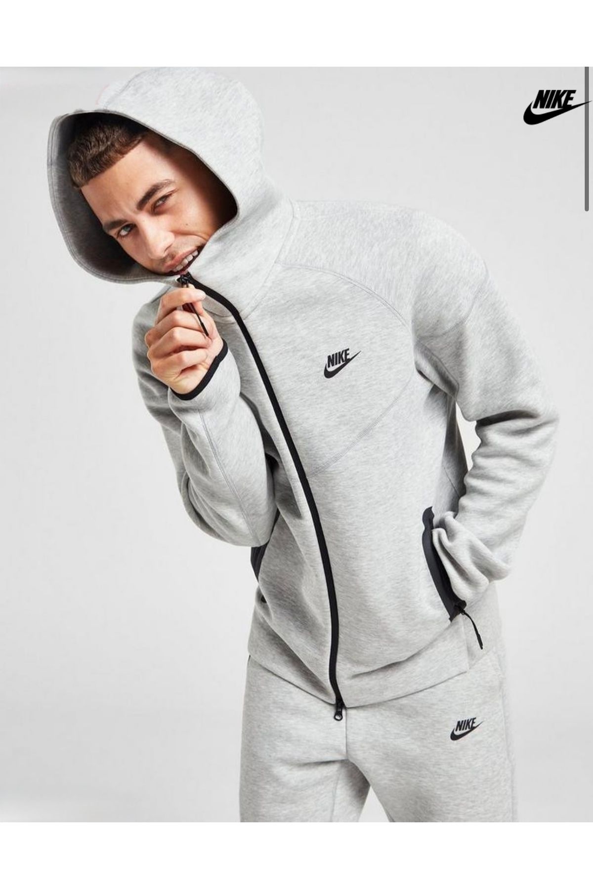 Nike Tech Fleece Full-Zip Hoodie Gri Erkek Sweatshirt