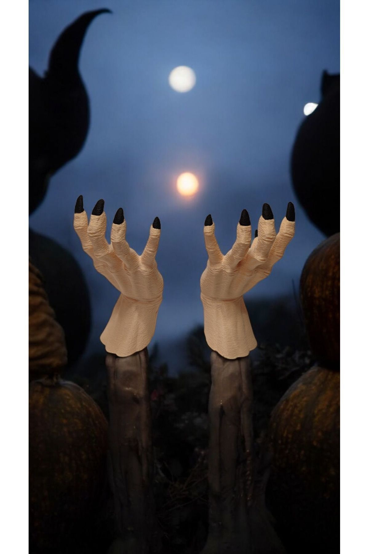 SerenityHaven Halloween Cadılar Bayramı Dekoru Cadı Elleri 2 Adet Dekoratif Obje 13 Cm