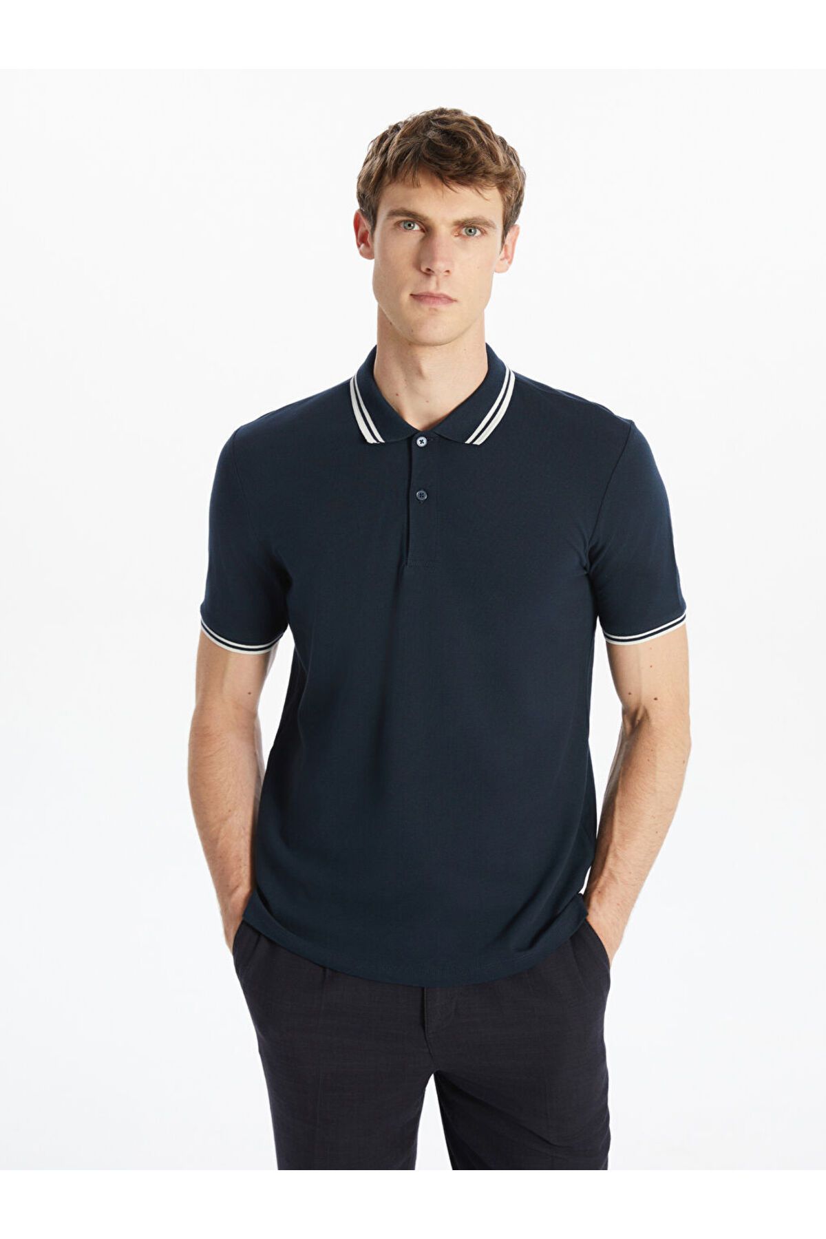 LC Waikiki Yeni Sezon Polo Yaka Kisa Kollu Erkek Dokulu Tisort - S5BL66Z8