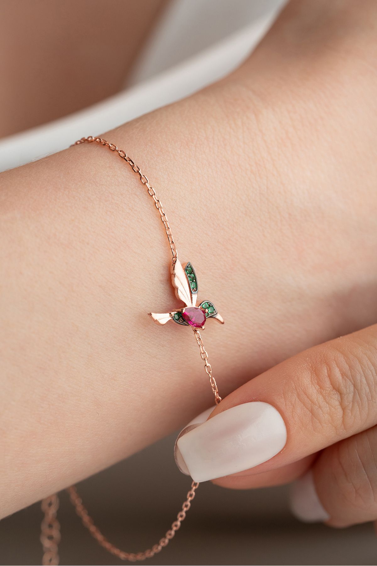Silvano Jewelry 925 Ayar Gümüş Zirkon Taşlı Arı Kuşu Bileklik