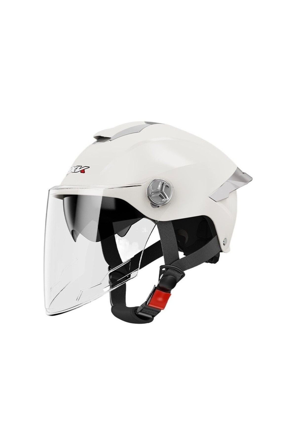 AyShop Motosiklet Scooter Elektrikli Araçlar Vizörlü Yarım Güneş Koruyuculu Kask