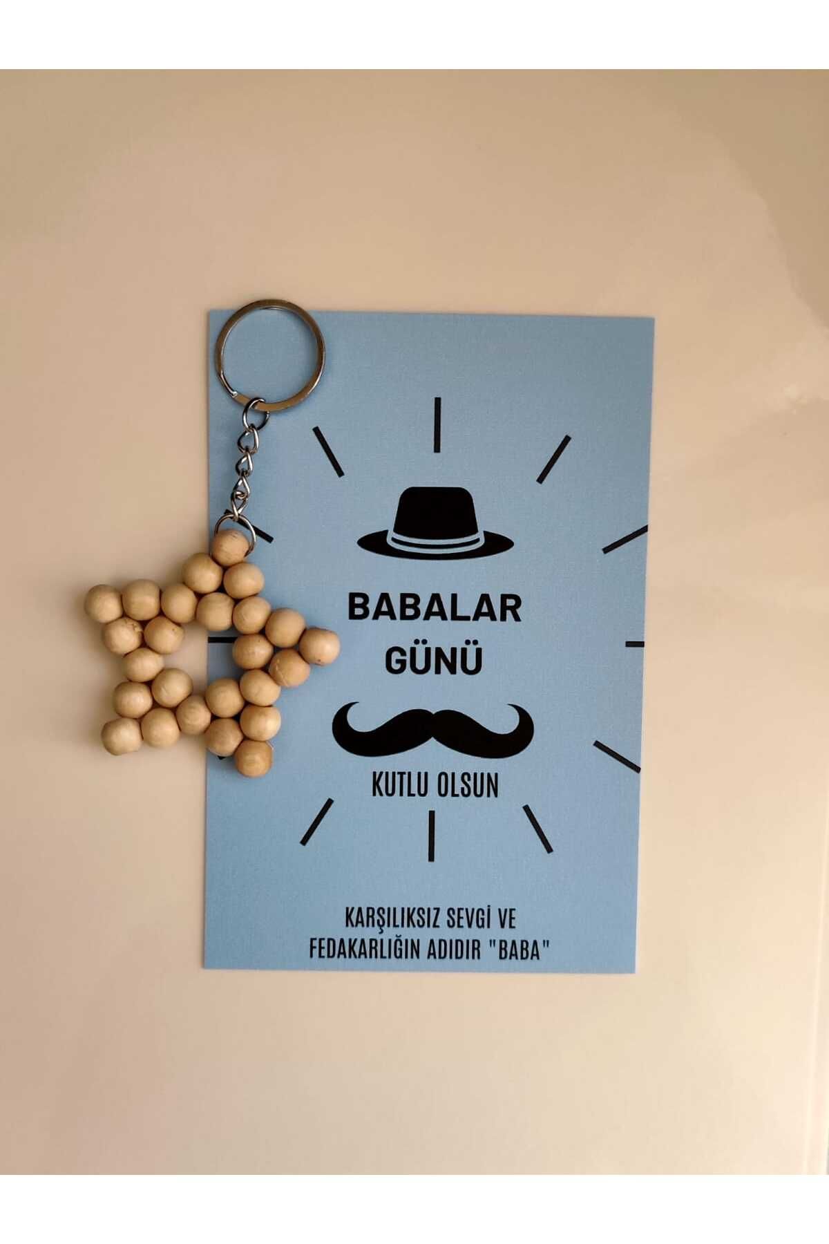 shop babalar günü ahşap anahtarlık 10 adet kartlı paketli