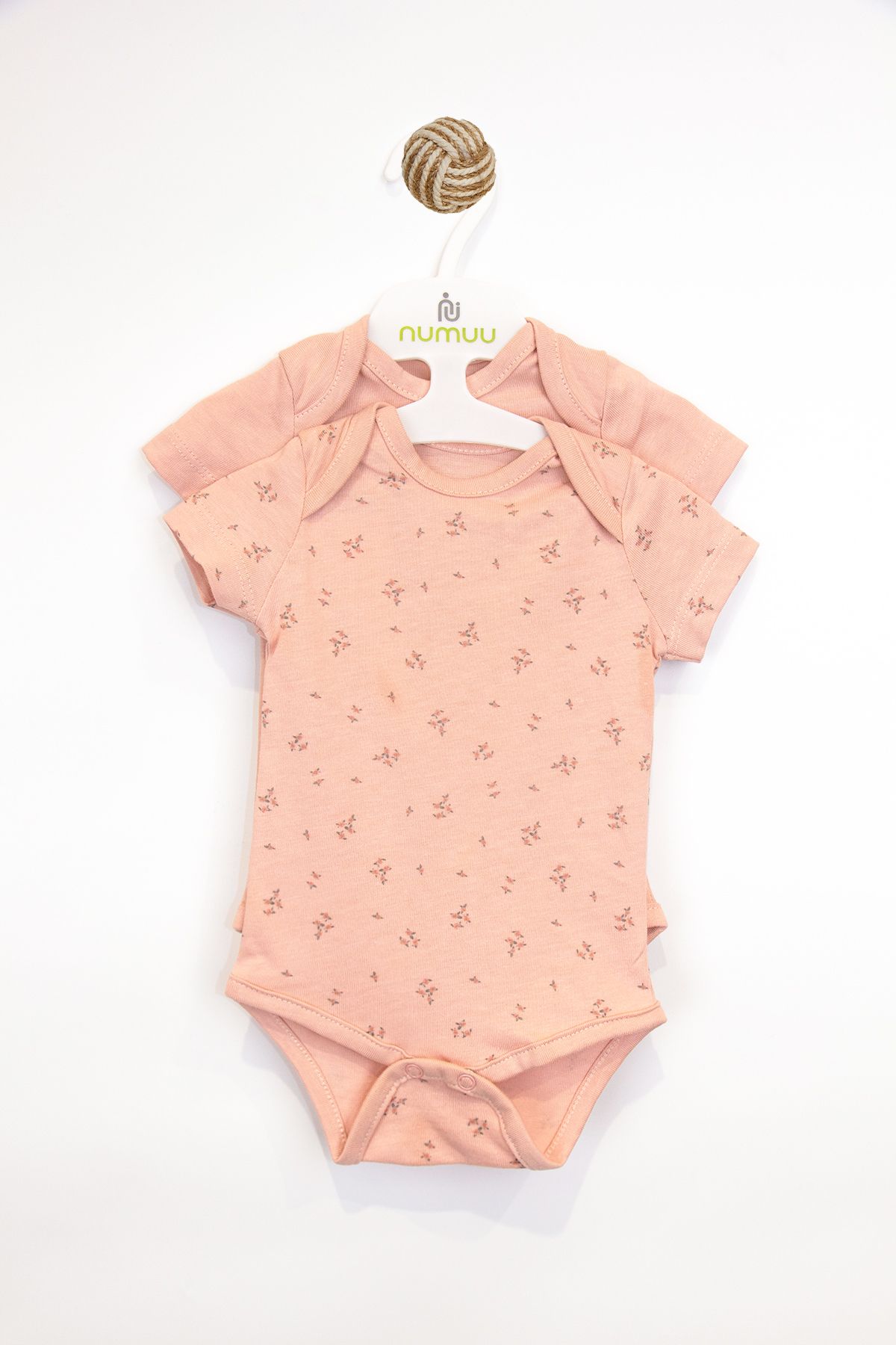 Numuu Soft Touch Çiçekli Kısa Kollu 2'li Kız Bebek Zıbın Body Set