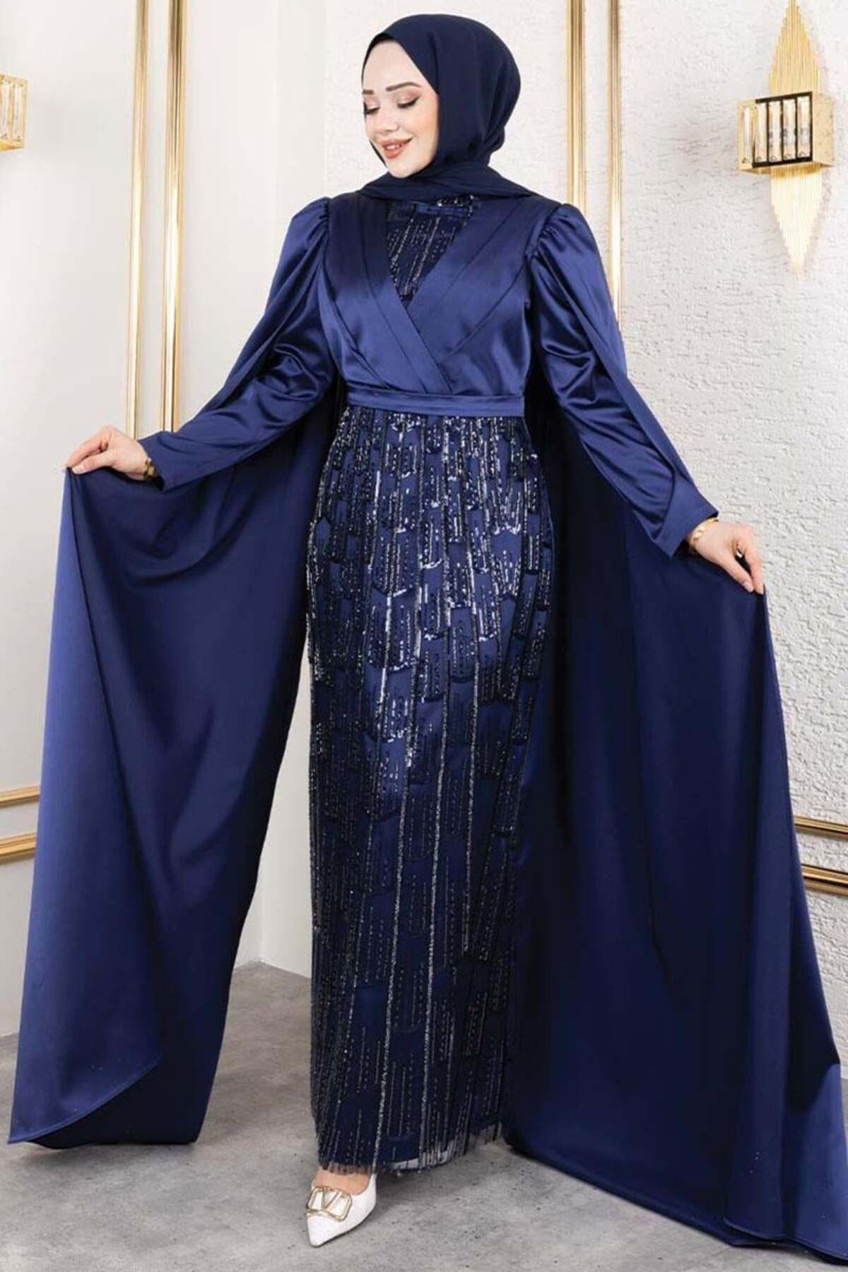 ORCHID Önü Drape Detaylı Saten Abiye