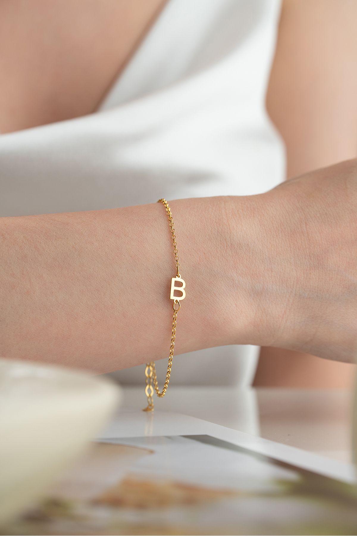 Silvano Jewelry 925 Ayar Gümüş Gold Kişiye Özel Harf Bileklik
