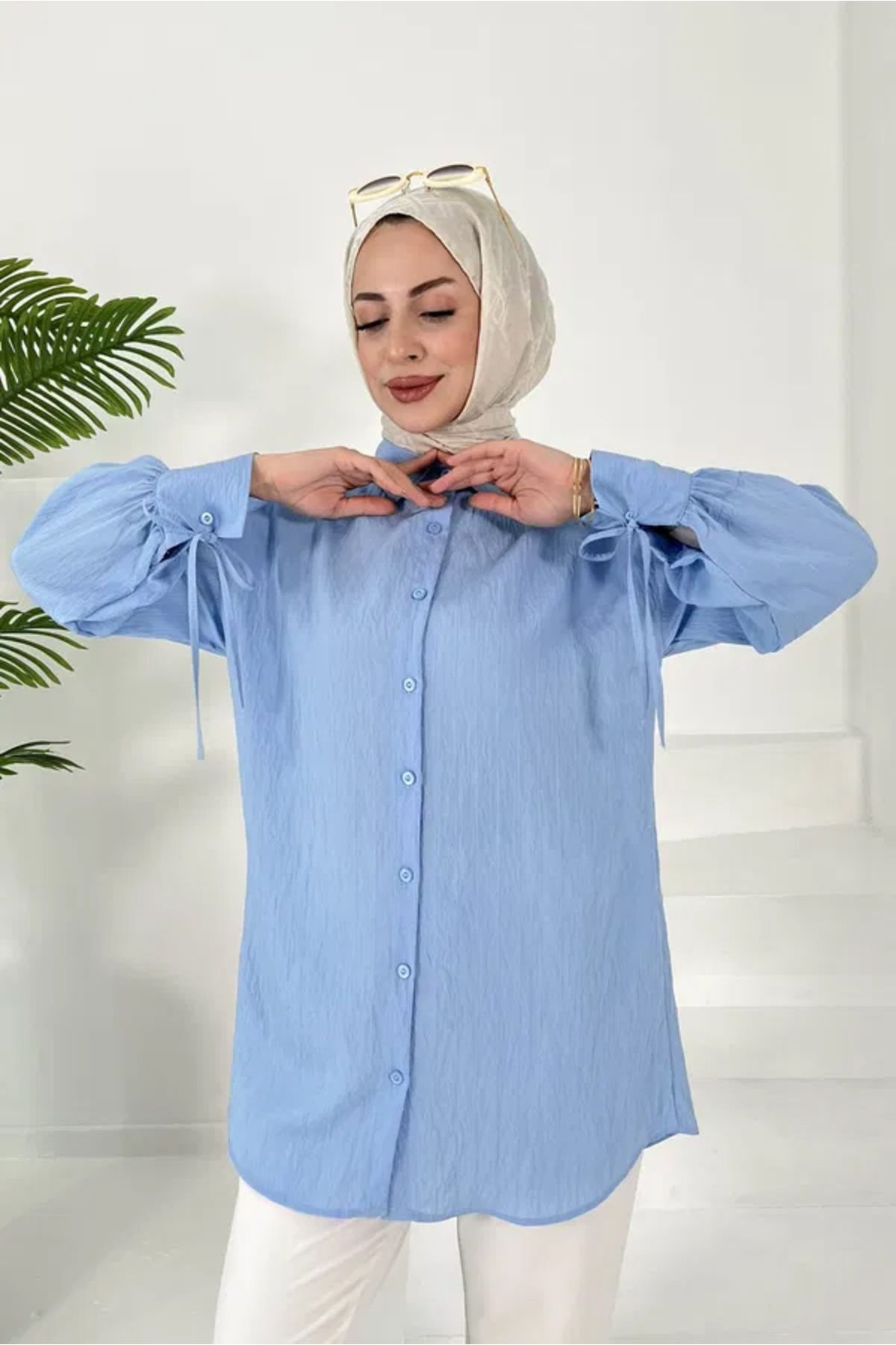 Butik Kolları Bağcık Detaylı Tunik