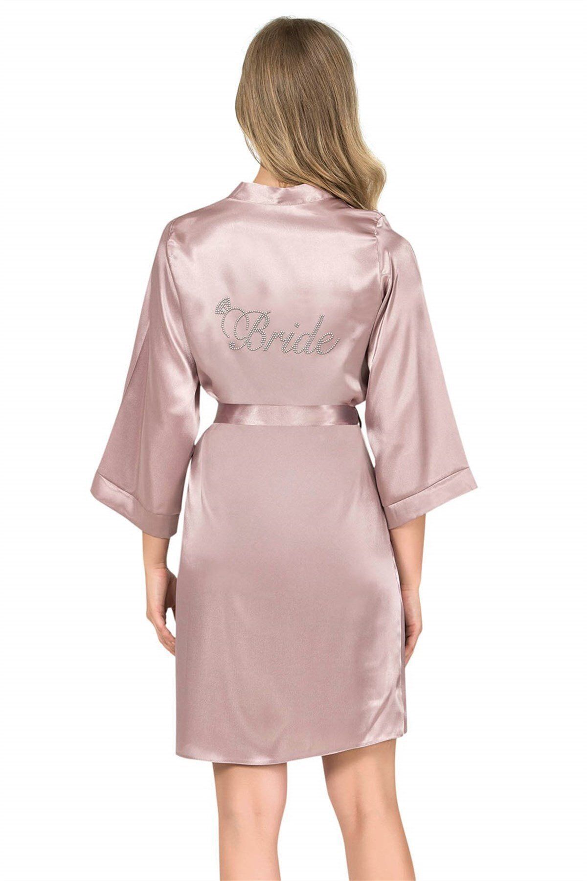 Aria's Closet Vizon Kısa Saten Bride Sabahlık