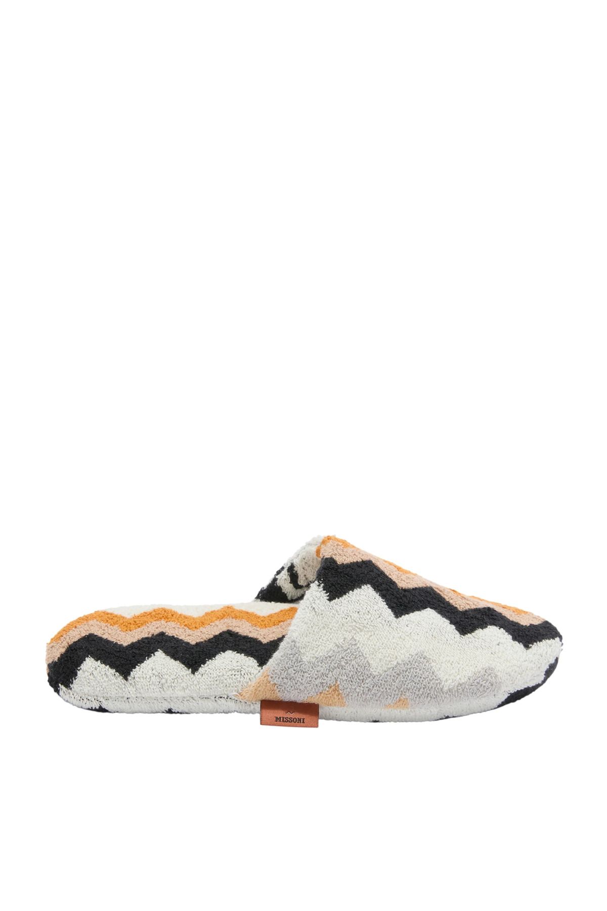 Missoni Home Lüks Pamuklu Banyo Terliği, Yumuşak Doku, İkonik Zigzag Desen, Unisex Konfor