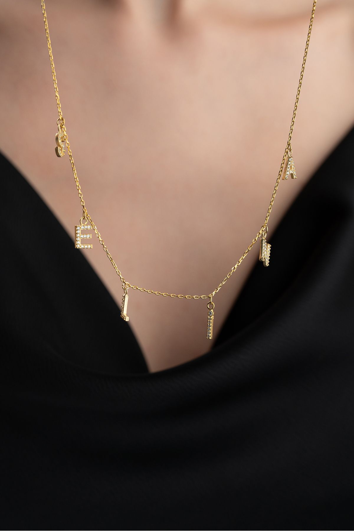 Silvano Jewelry 925 Ayar Gümüş Zirkon Taşlı İsimli Kolye