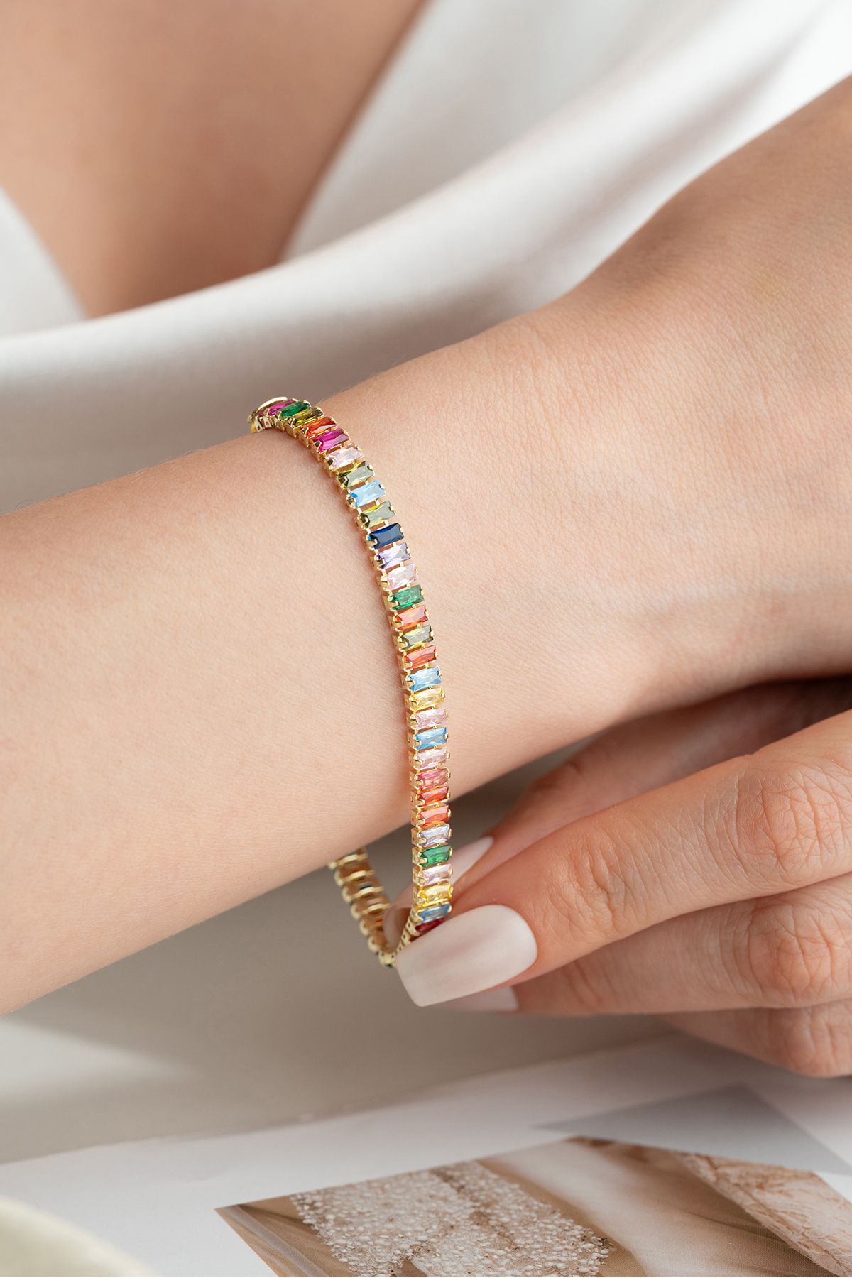 Silvano Jewelry 925 Ayar Gümüş Zirkon Mix Taşlı Bileklik
