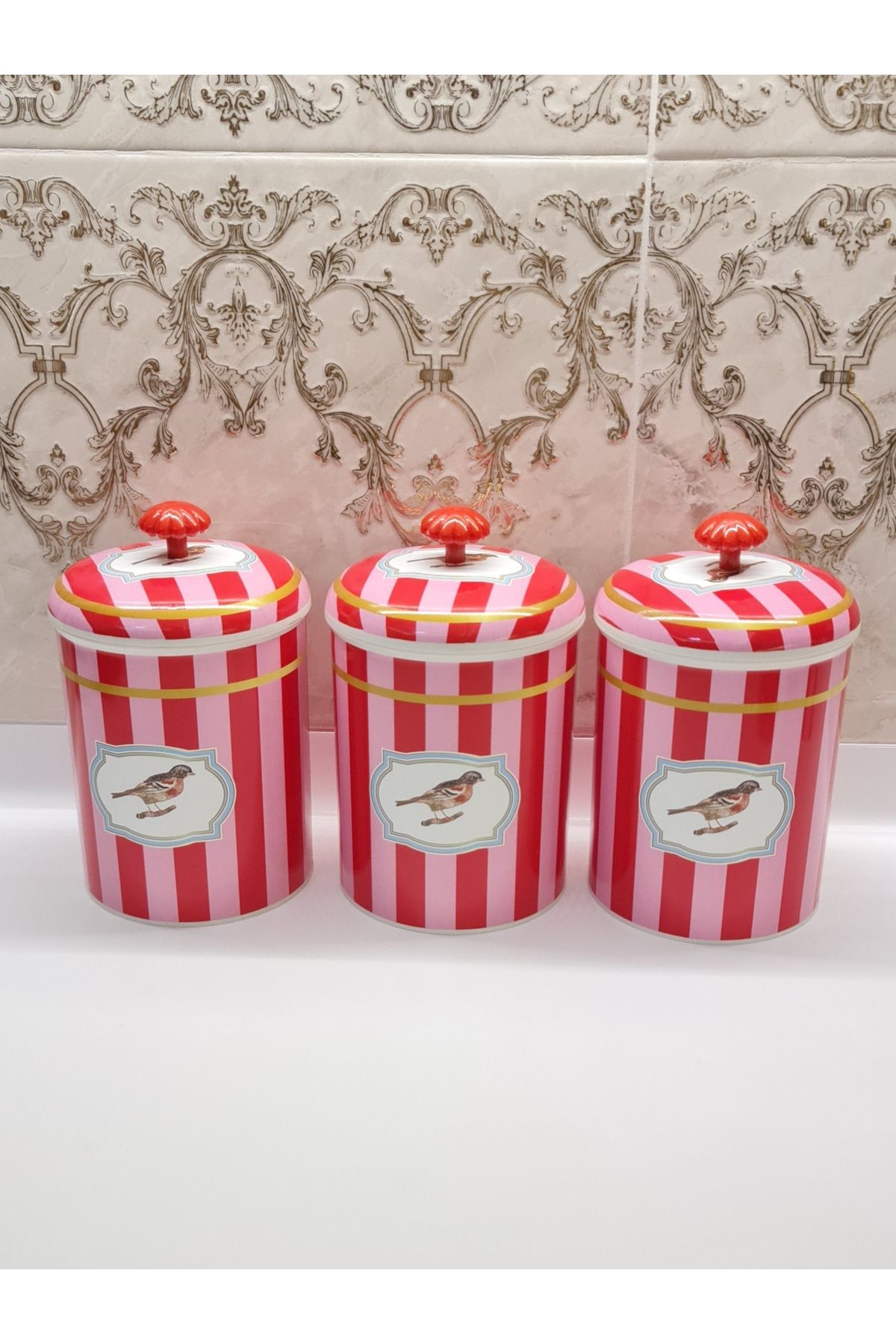 ŞAHİNSAN Baharatlık Kuş Dama Desen 3 Lü Set