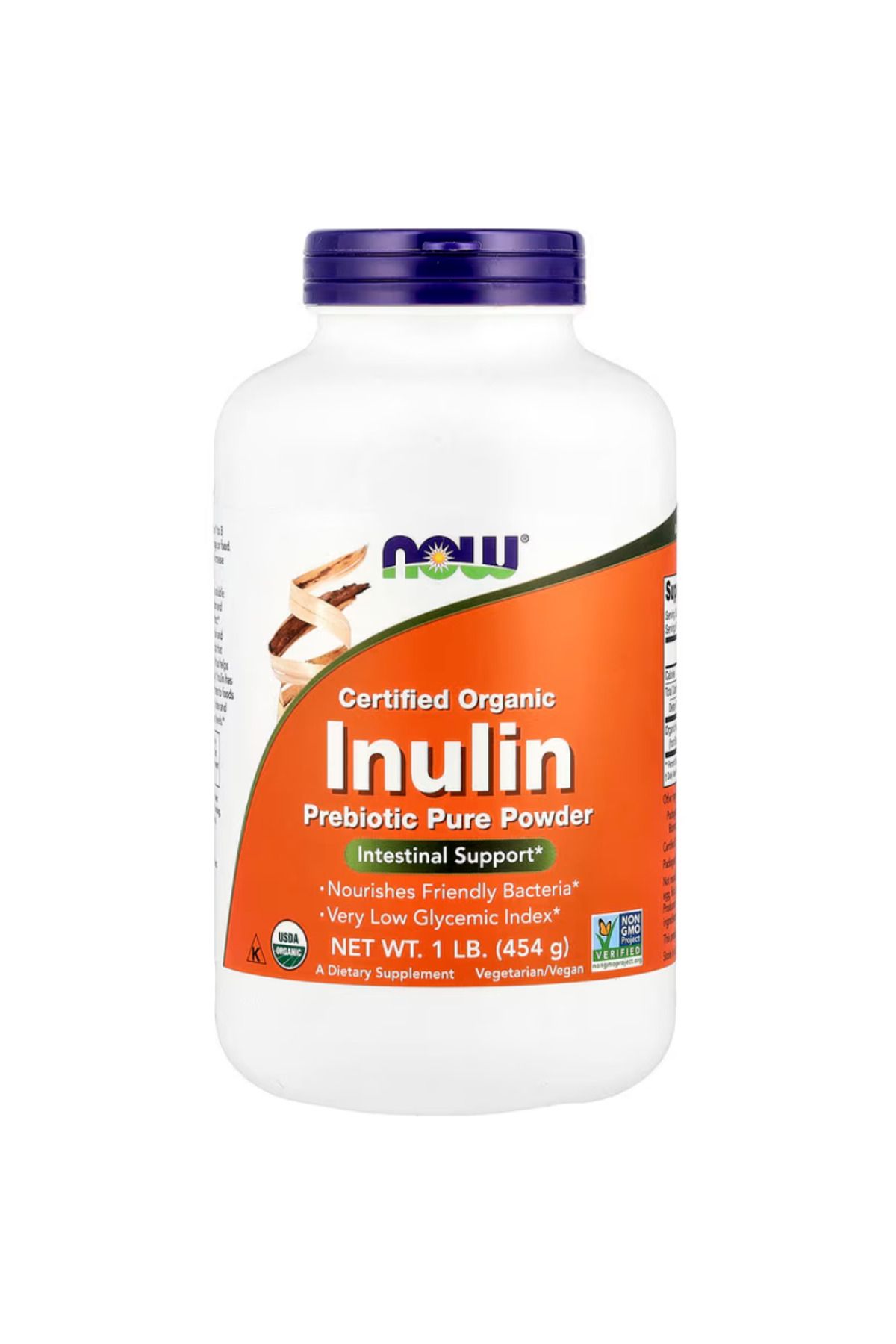 Now Foods , Certified Organic Inulin, Prebiotic Pure Powder, 1 lb (454 g)