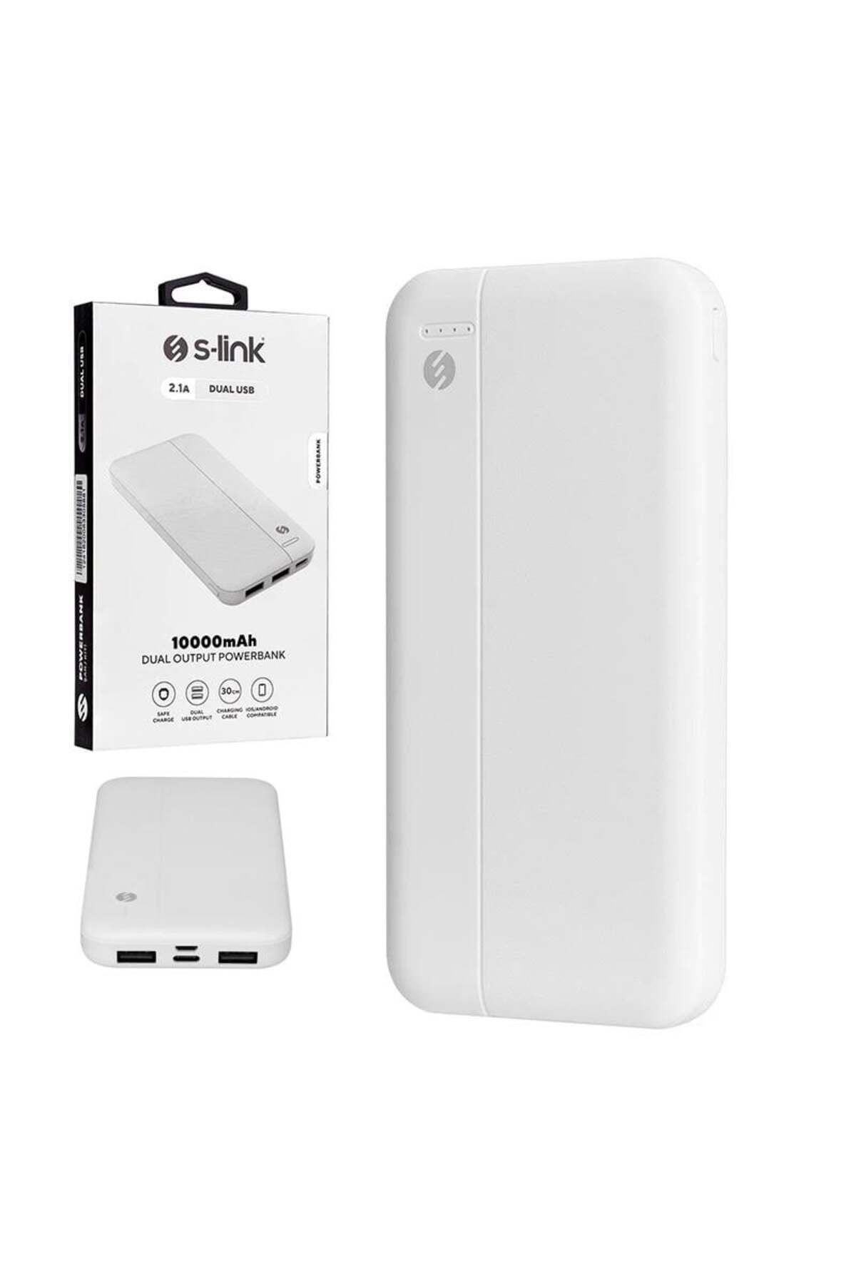 S-LINK LP-G10N Beyaz Micro + Type C Girişli 10000 Mah Taşınabilir Şarj Cihazı Powerbank