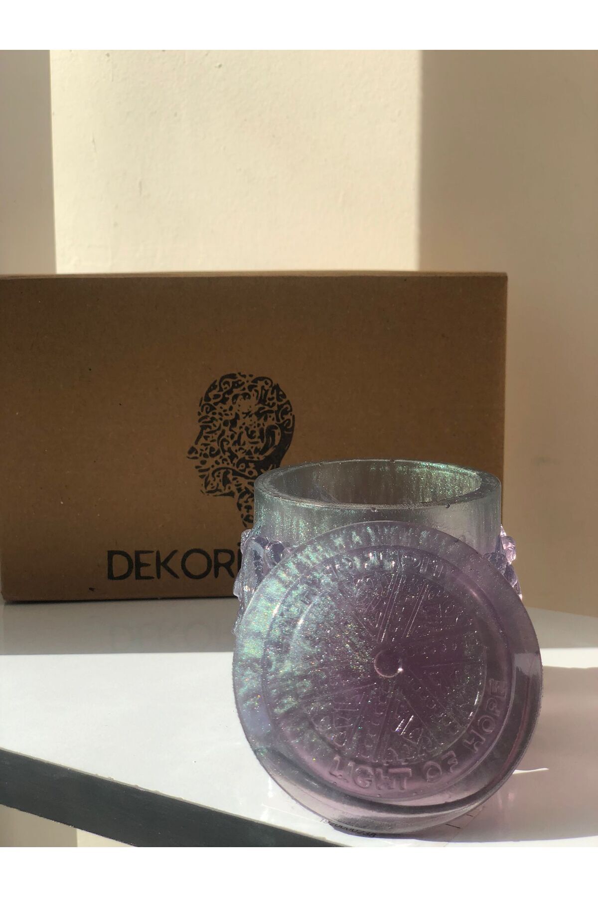 SerenityHaven Marbleite Kapaklı Saklama Kabı/mumluk / Dekoratif Kap / Biblo