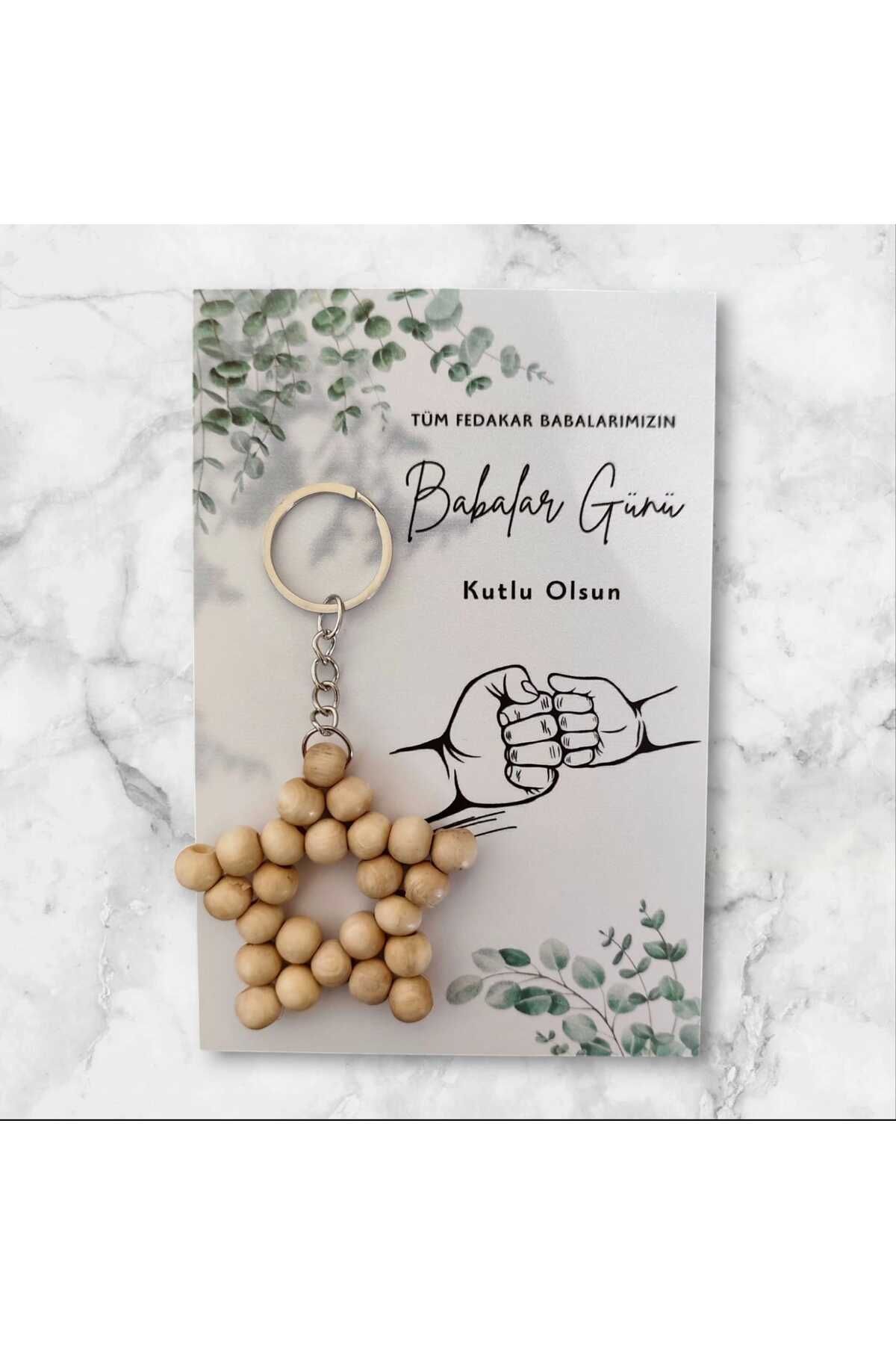 shop babalar günü ahşap anahtarlık kartlı jelatinli 10 adet