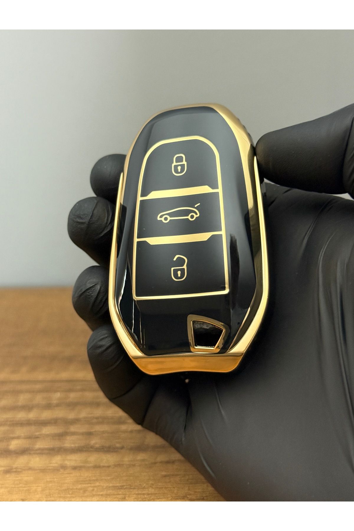 Mavi Keys Peugeot 208 508 3008 5008 Citroen Berlingo C-Elysee Opel Silikon Anahtar Kılıfı 3 Düğme Siyah Renk