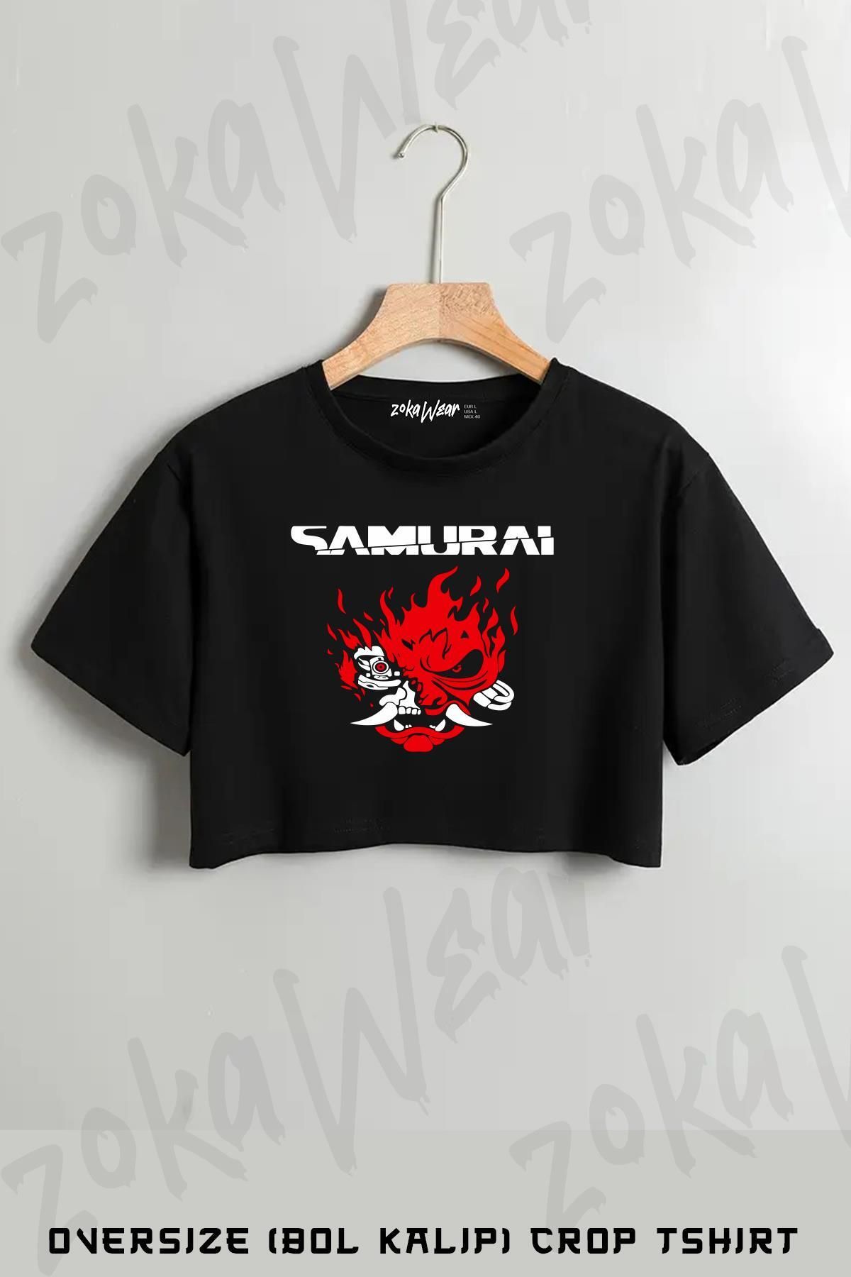 ZOKAWEAR Samurai 3 Baskılı Oversize Crop T-Shirt