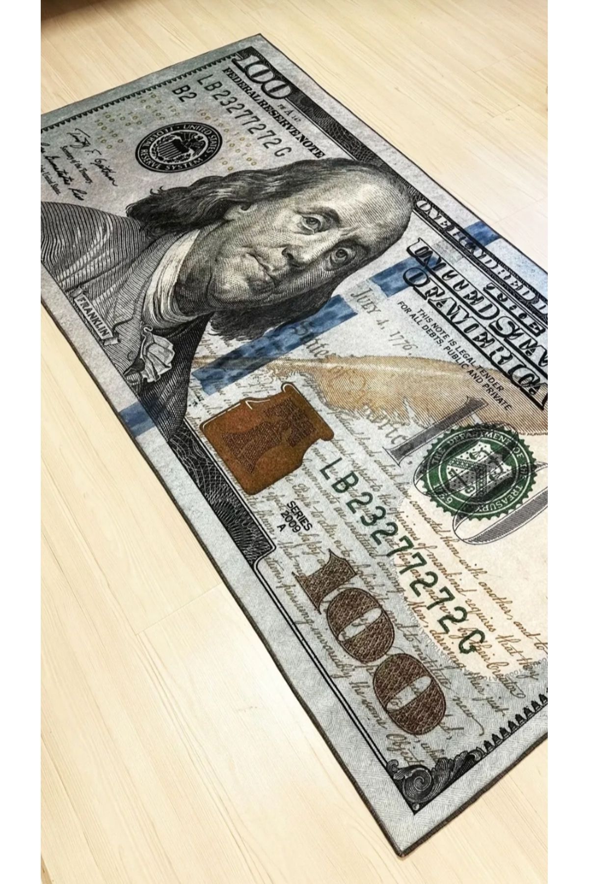 new colourse Yıkanabilir Dolar Desenli Kaymaz Taban Dijital Baskı HalI