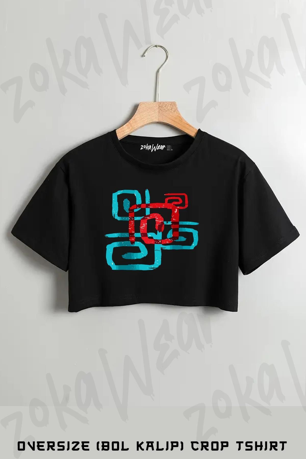 ZOKAWEAR Tricou Oversize Cu Imprimeu Roșu Și Albastru Femeie - L/XL