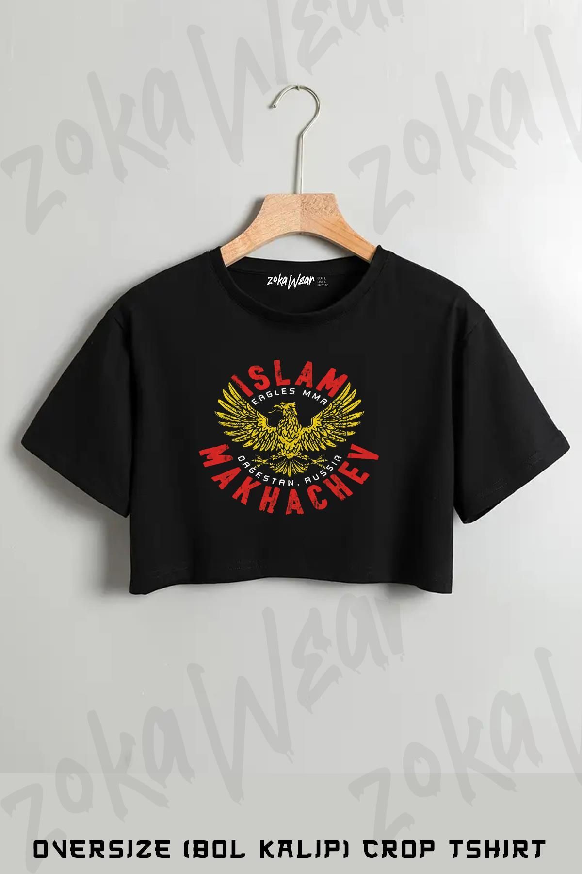 ZOKAWEAR Eagle Mma Ufc Islam Makhachev Baskılı Oversize Crop T-Shirt