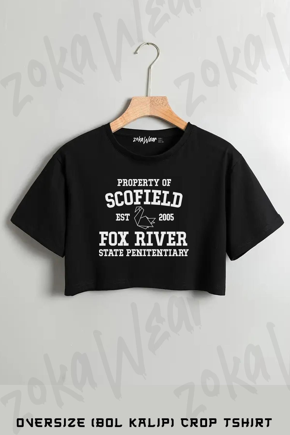ZOKAWEAR Prison Break Scofield Baskılı Oversize Crop T-Shirt