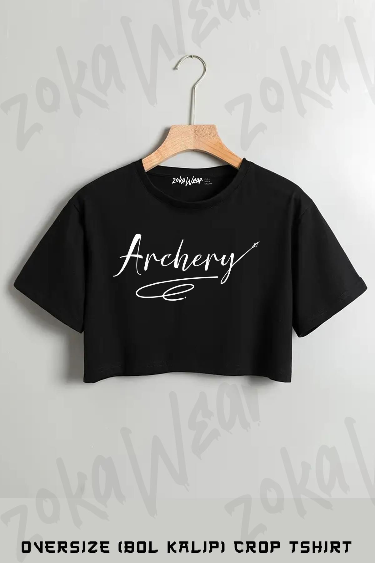 ZOKAWEAR Archery Baskılı Oversize Crop T-Shirt