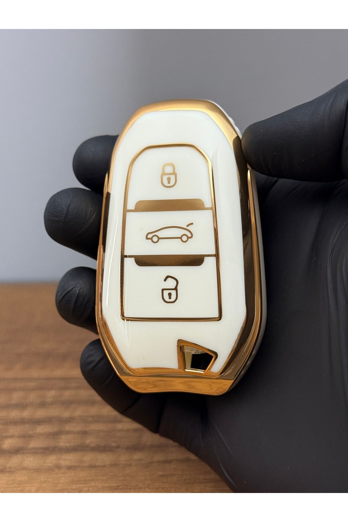 Mavi Keys Peugeot 208 508 3008 5008 Citroen Berlingo C-Elysee Opel Silikon Anahtar Kılıfı 3 Düğme Beyaz Renk