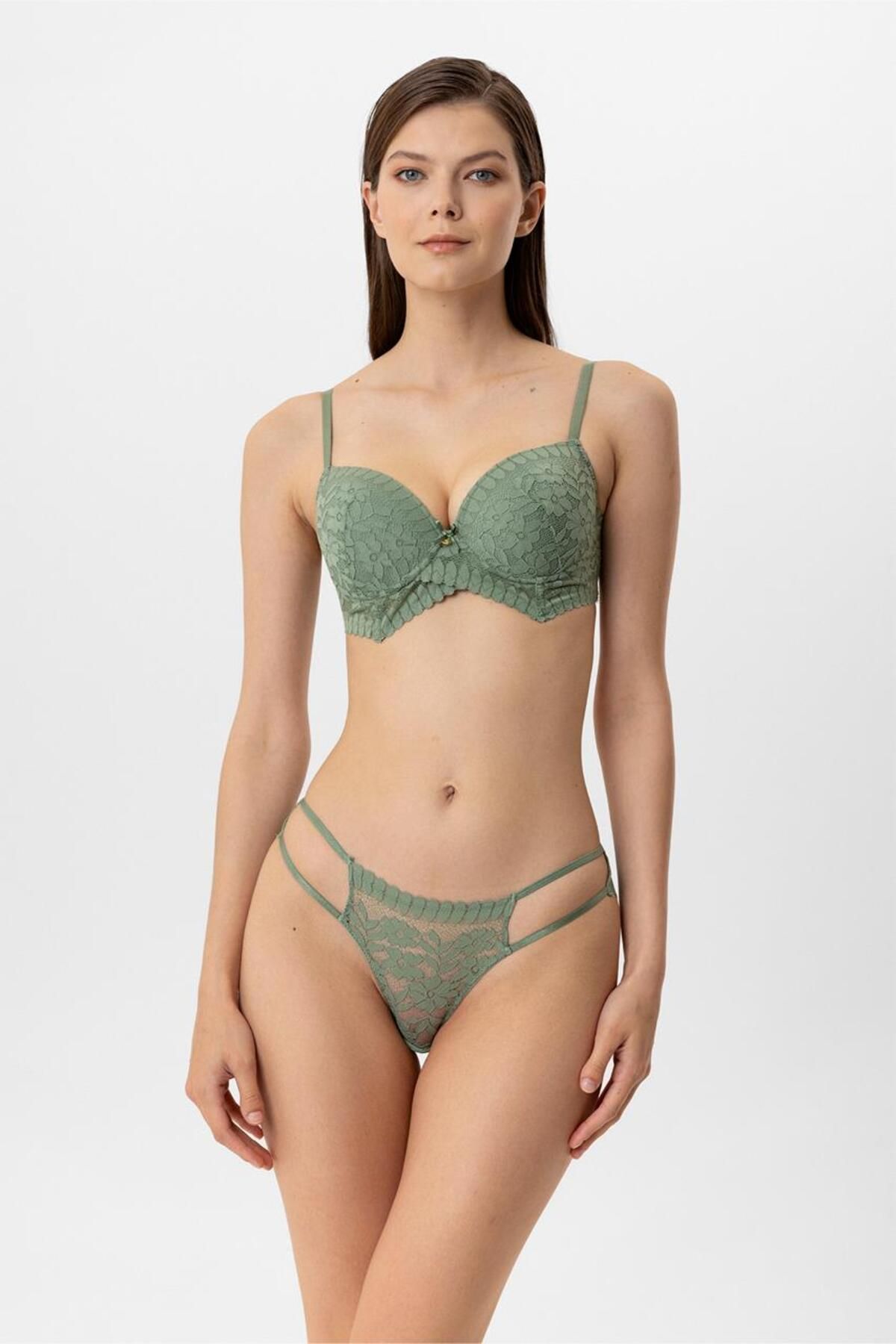 Pierre Cardin Lingerie Kadın Milan Push Up Dantelli Sütyen Tanga Takım