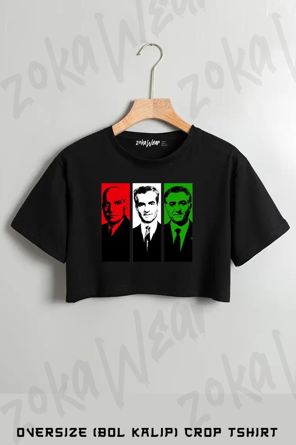 ZOKAWEAR Pahlavi Kings Of Iran By Fereshteh Gilaki Baskılı Oversize Crop T-Shirt