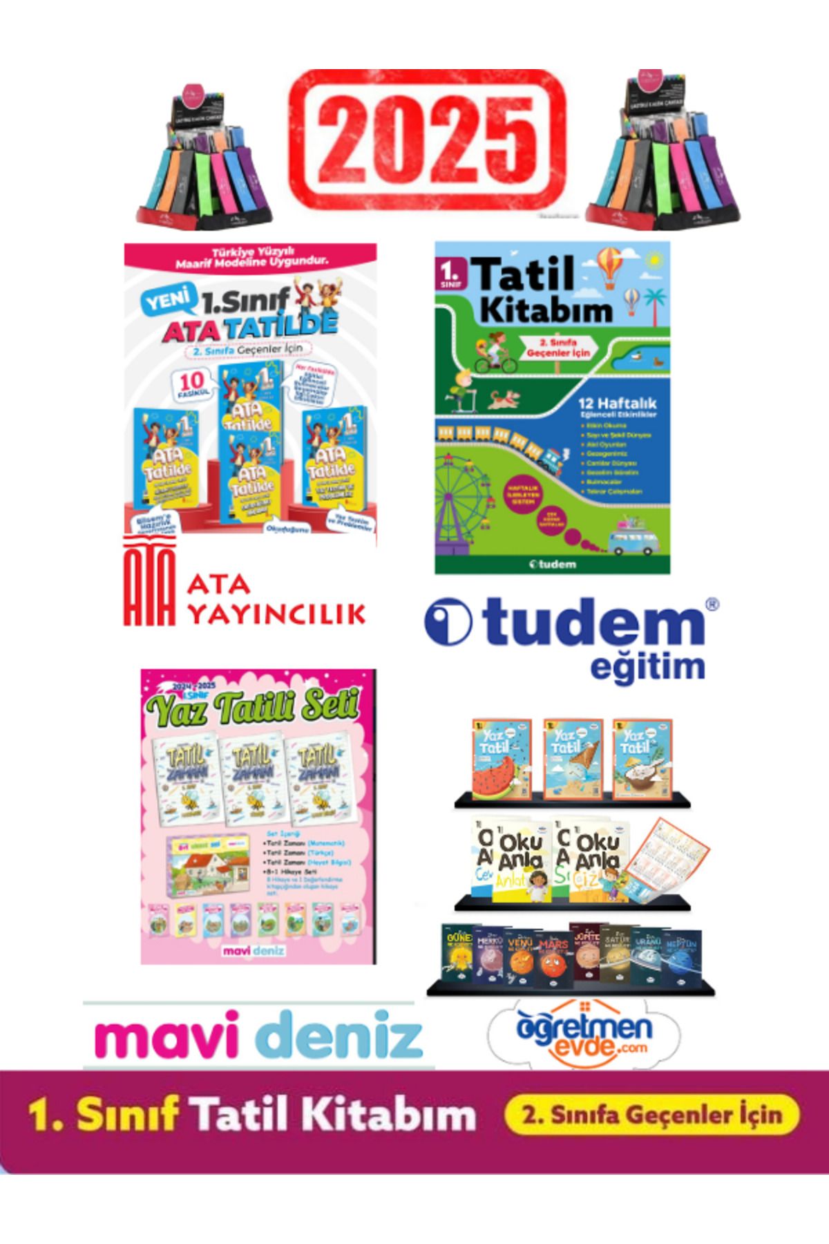 Gama Yayınları Ata 1.Sınıf+Tudem 1.Sınıf+Mavi Deniz 1.Sınıf+Öğretmen Evde 1.Sınıf Yaz Tatil Seti+Kalemlik