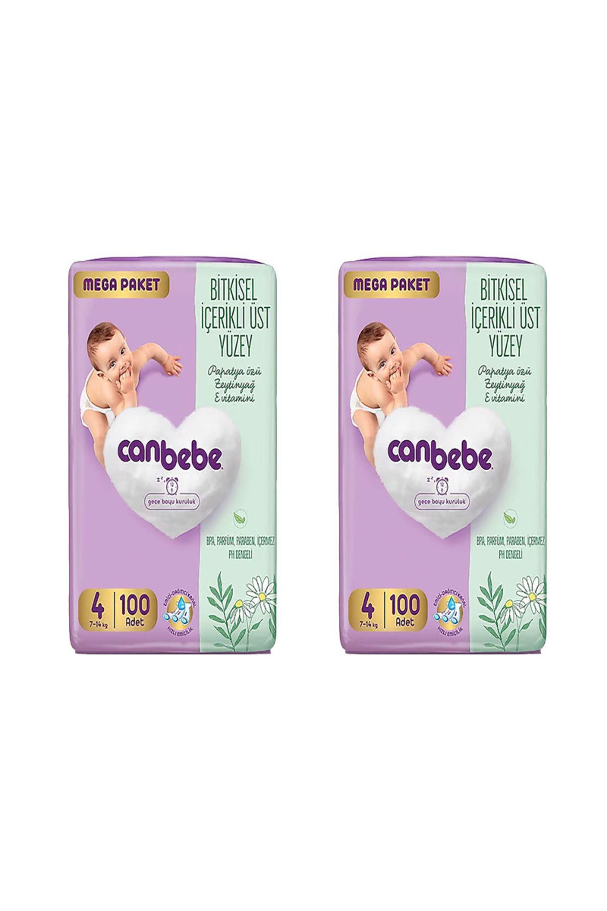 Canbebe Bebek Bezi x 2 Paket 4 Beden 7 - 14 kg - 100 Adet